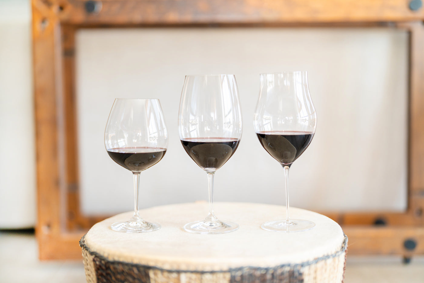 Walnut Wood Wine Glass with Glass Stem