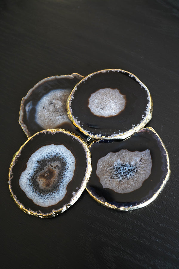 Lumino Coasters, Midnight Agate & Gold, Set of 4