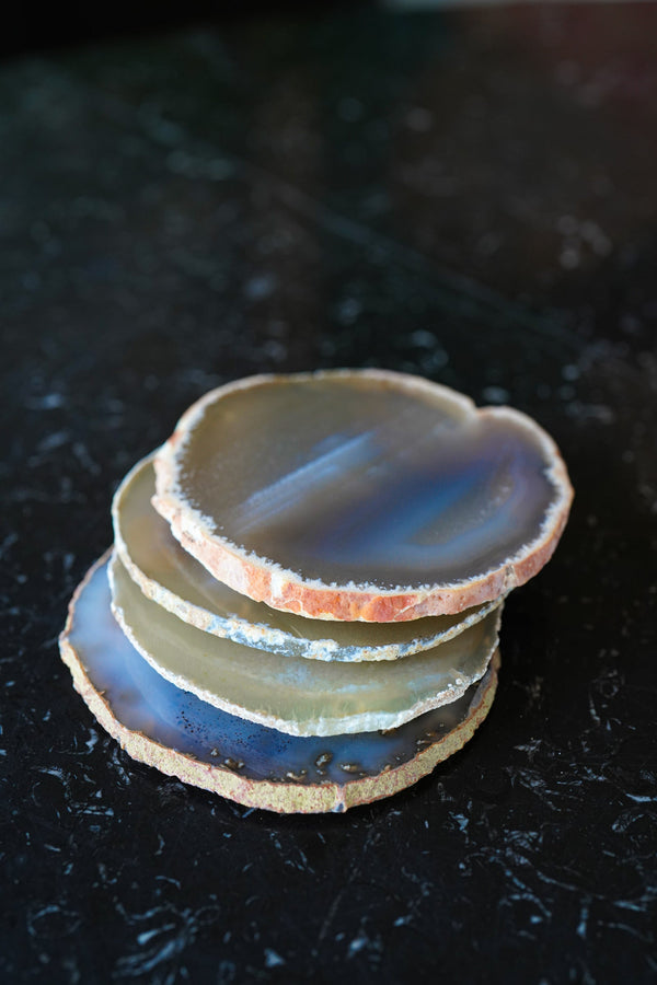 Pedra Coasters, Smoke Agate, Set of 4