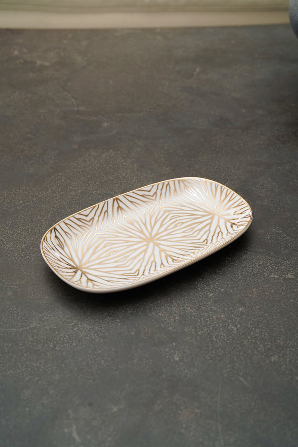 Talianna Lily Pad Catchall Tray, White & Gold